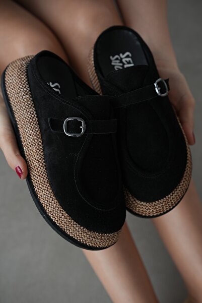 selin shoes Γυναικείες παντόφλες Luvira από γνήσιο δέρμα με χοντρή σόλα και χ...