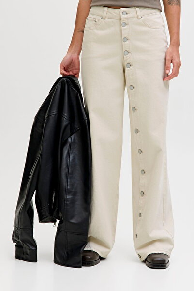 Jack & Jones Women's Wide Leg Button Detailed Trousers - Zoe