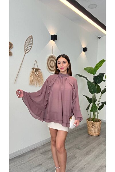 Butik Beyza Μπλούζα σε στυλ πόντσο από σιφόν