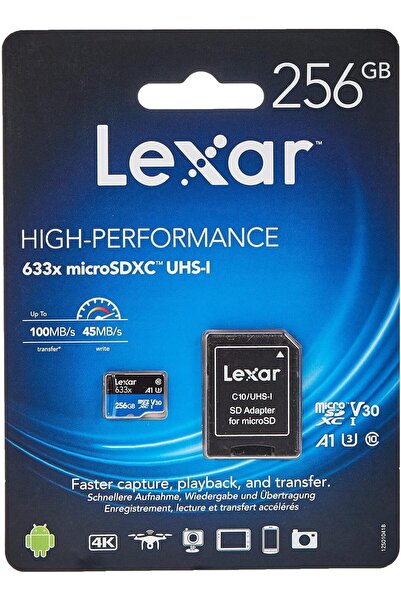 Lexar بطاقة ذاكرة 633X MicroSDHC/SDXC UHS-I مع محول، سرعة 100 ميجابايت/ثانية،...