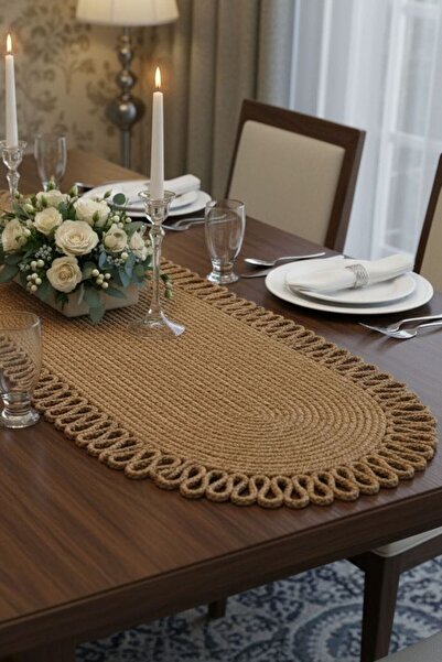 Comfort Craft مفرش طاولة منسوج قابل للغسل مقاس 33x100 سم - مفرش طاولة بيضاوي ...