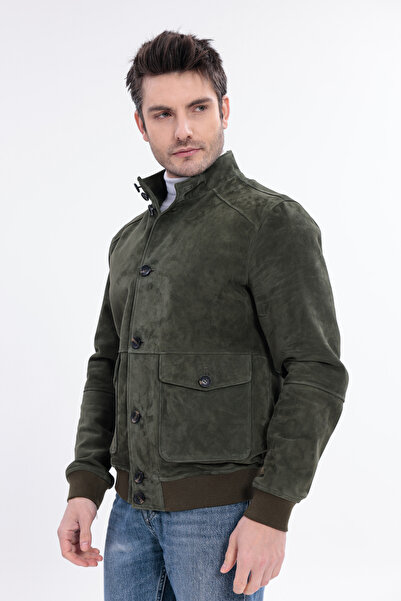 Metins Leather Erkek Süet Hakiki Deri Mont - Hakim Yaka, yumuşak Doku, Düğmel...