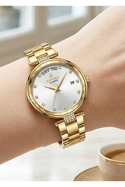 Reward Women's Gold Metal Cord Stone White Dial Day Display Wristwatch 2 Year...