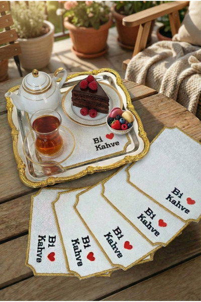 AKSESUAR EVRENİ Lola 6'lı Sunumluk Peçete,Kokteyl Peçete,Kahve Yanı Sunum Peç...
