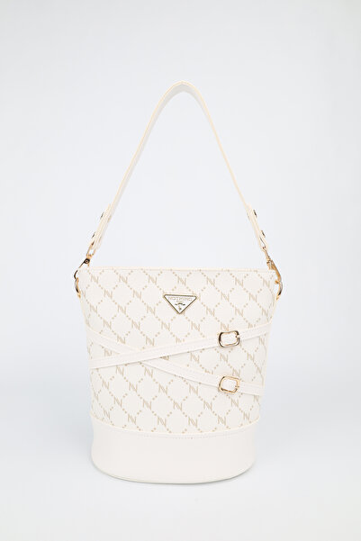 NOTHING Γυναικεία τσάντα χειρός και χιαστί με λεπτομέρεια λευκής ζώνης μονόγρ...