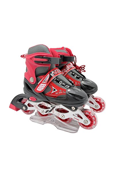 Vardem Işıklı Ayarlanabilir (Alıştırma ve Sıralı) Paten S (30-33)-Kırmızı