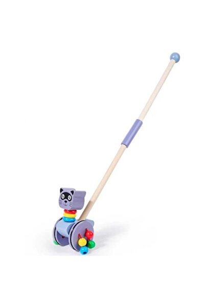 bebeLOGIC Jucărie din lemn de împins pentru copii, Hello Kitty