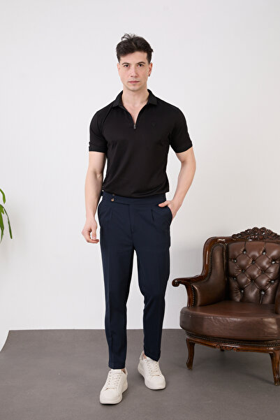 SEASON COAT ΑΝΔΡΙΚΟ ΠΑΝΤΕΛΟΝΙ ΑΠΟ ΥΦΑΣΜΑ ΛΙΚΡΑ ΜΕ ΔΙΠΛΑ ΚΟΥΜΠΙΑ ΚΑΙ ΠΛΙΝΤΑΣΜΕΝΟ