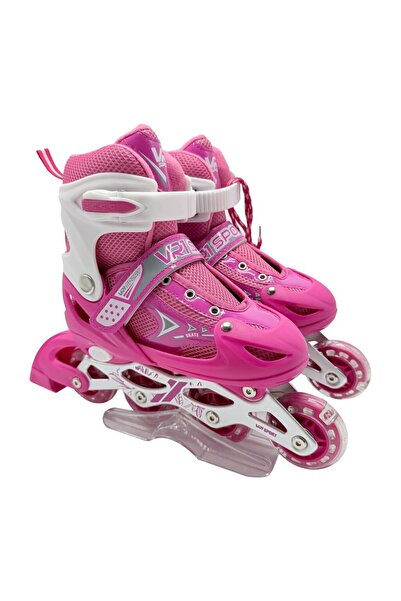 Vardem Işıklı Ayarlanabilir (Alıştırma ve Sıralı) Paten S (30-33)-Pembe