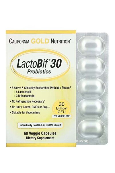 California Gold Nutrition LactoBif Probiotics 30 Billion CFU 60 Veggie Capsules