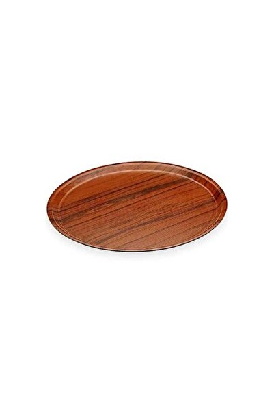Tria Mahogany Kraft Round Tray, 38cm, Walnut Glossy