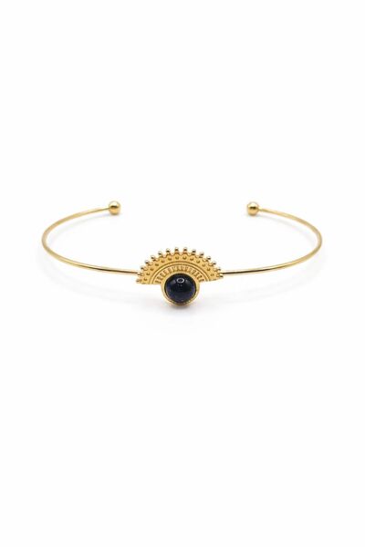 DOĞA KUTUSU Natural Star Stone Steel Gold Women's Bracelet for Leo, Sagittari...
