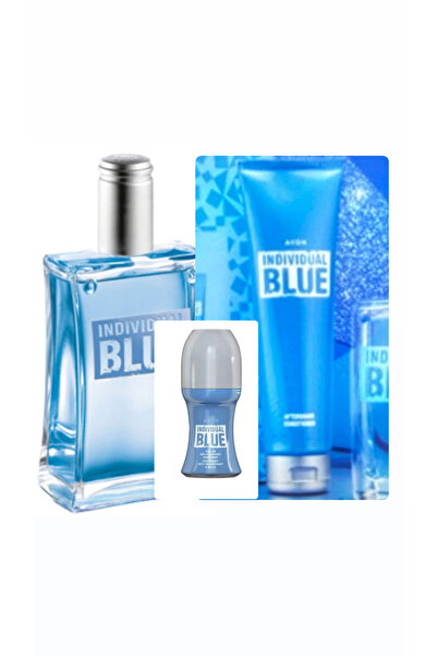 AVON erkek ındıvual blue parfüm ve traj sonrası krem ve rolon hediye seti