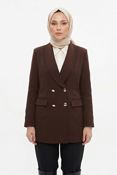 Lale Butik Γυναικείο μπουφάν με λεπτομέρεια λεοπάρ αστέρι 01 Καφέ