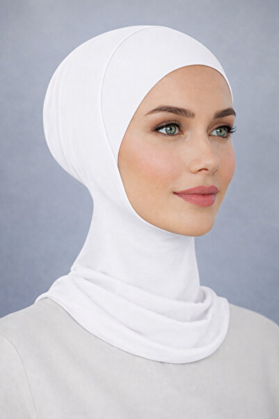 Jusmart Λευκό Βαμβακερό Μαντήλι Χιτζάμπ με Γιακά |   Αντιολισθητικό Εύκαμπτο ...