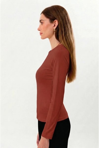 UNIQVIBE 100% Organic Cotton Tile Crew Neck Long Sleeve Women's T-Shirt