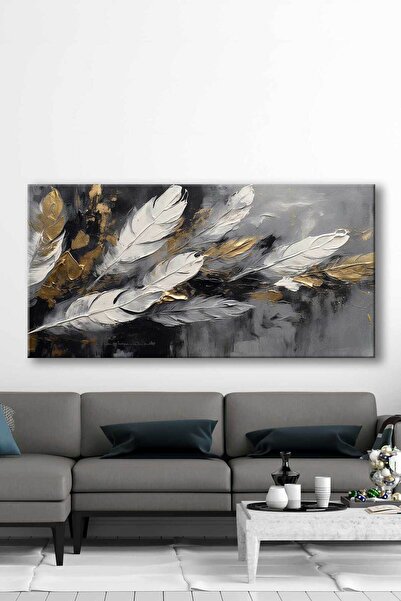 Voovart Soyut Kuş Tüyleri Dekoratif Kanvas Tablo – VOOV3128