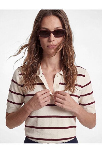 Koton Κοντομάνικο πλεκτό μπλουζάκι πόλο με ρίγες