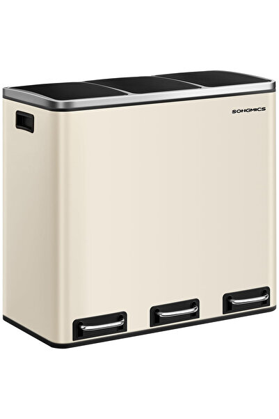 SONGMICS Κάδος Ανακύκλωσης 3 Θέσεων, 3x18L, Πεντάλ, Καπάκι με Απαλό Κλείσιμο,...