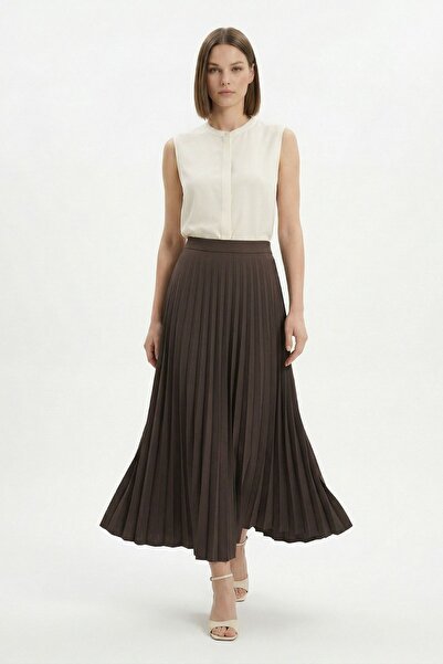 Rays Καφέ πλισέ μακριά φούστα 1296