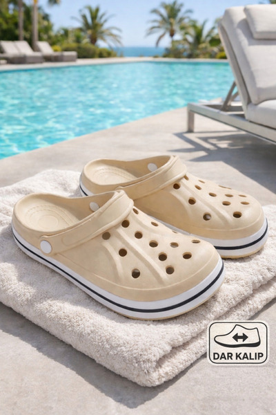 RedPlay Κρεμ Παντόφλες Daily Eva με διάτρητο, άνετο σχέδιο, Παντόφλες για την...