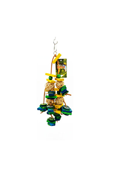 Coollapet Natural Hanging Bamboo and Wood Parrot Toy 40cm - Fun for Chewing a...