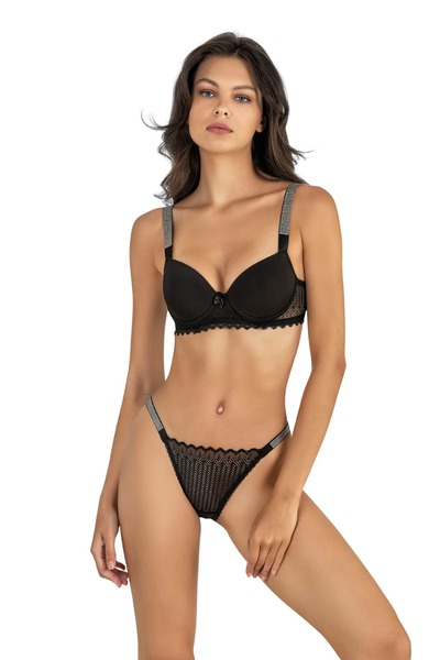 Fabony Set sutien cu bretele și detalii din piatră – Set elegant de lenjerie ...