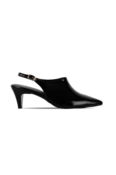 MY DERİ Γυναικεία παπούτσια με χρυσή αγκράφα και λεπτομέρεια στο τακούνι Clov...