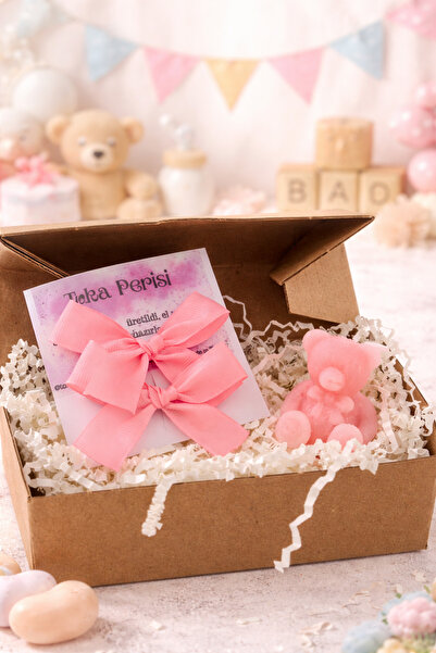 Toka Perisi Teddy Bear Candle, Set of 2 Ribbons and Buckles, Baby Gift, Wheat...