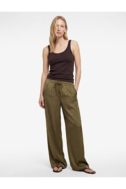 Koton Comfortable Fit Viscose Wide Leg Pants with Pockets