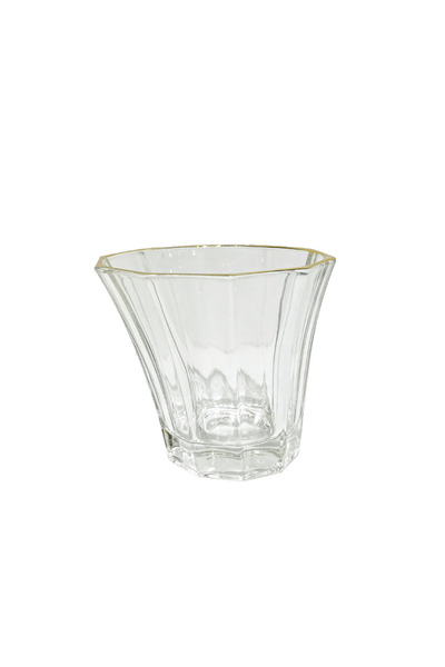 Midi Ribbed Clear Glass Tumbler with Gold Rim 250ml
