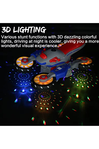 DAT Transformable Rotary Motorcycle Toy with 360° Rotation and Lights & Music