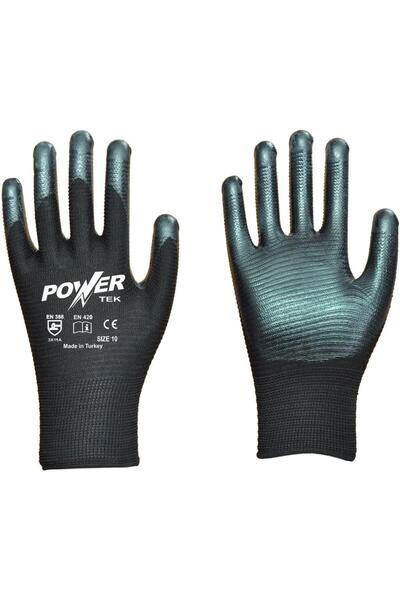 POWERTEK İŞ ELDİVENİ Zebra Nitril Kaplı Hafif İş Eldiveni 10 Numara 10 Çift