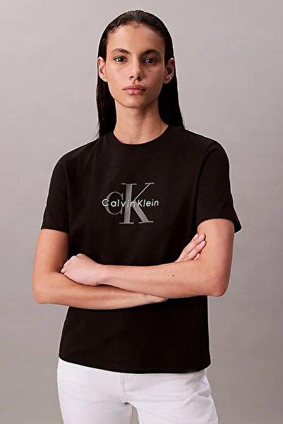 Calvin Klein Kadın Siyah Baskılı Tişörtler