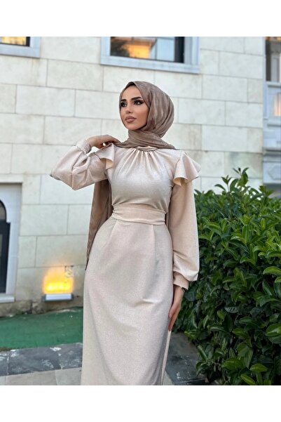 LİA TESETTÜR Φόρεμα ειδικής περίστασης Lia με λάμψη σιμιλέικας