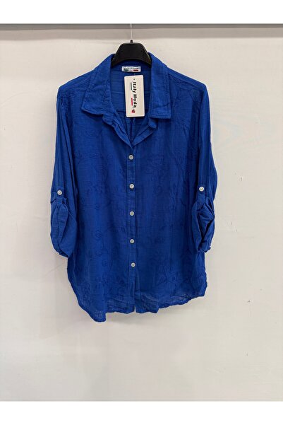 della moor Γυναικείο ιταλικό πουκάμισο με κεντημένα λουλούδια και πτυσσόμενα ...