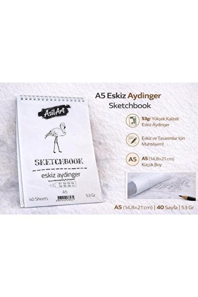 Artdesign Üstten Spiralli A5 Sketch Pad Eskiz Aydinger 53gr 40yp Defter