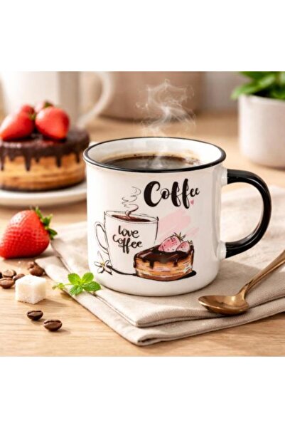 Generic كوب قهوة سيراميك بمقبض أسود