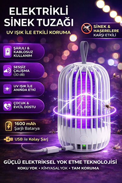 xolo USB Şarjlı Sivrisinek Öldürücü UV Işıklı Elektrikli Sinek Kovucu 1600 mA...