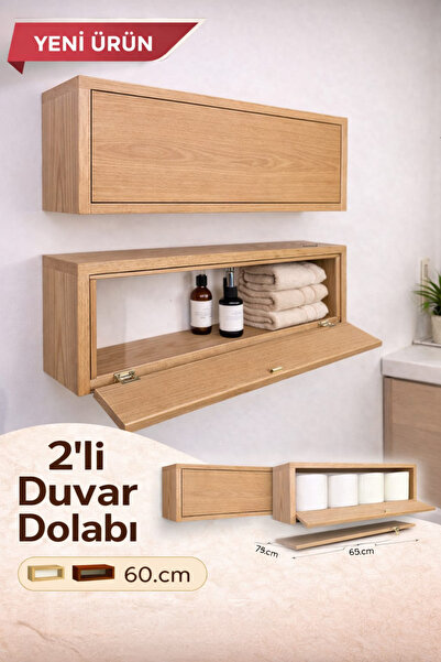 Nowella Home 2’li Kapaklı Duvar Dolabı 60 cm | Modern Ahşap Banyo & Mutfak Du...