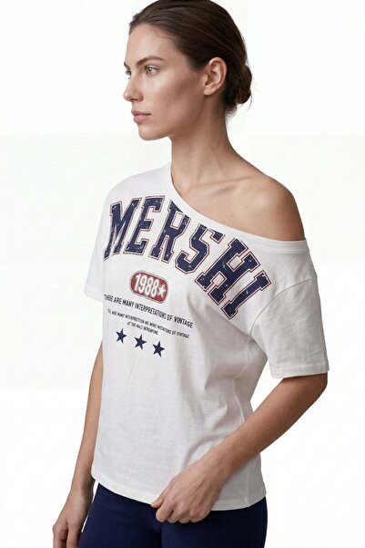 HAKKE Ασύμμετρο μπλουζάκι με στάμπα στον έναν ώμο