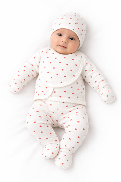 Baby Shez 100% Cotton Ribbed 5-Piece Newborn Baby Hospital-Issued Heart-Shape...