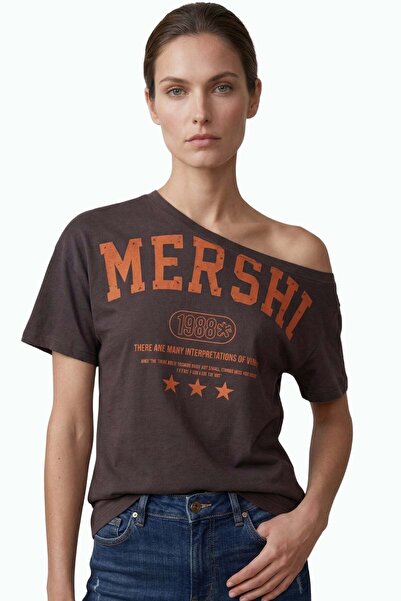 HAKKE Ασύμμετρο μπλουζάκι με στάμπα στον έναν ώμο