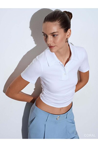 Coral Polo Collar Badi 32614 White