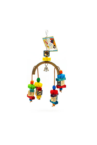 Coollapet 36cm Wooden Curved Bird Toy - Colorful Letter & Number Blocks with ...