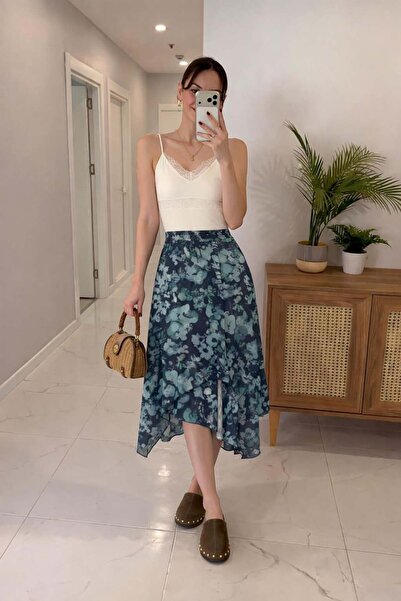 Lijuri Ασύμμετρη φλοράλ φούστα 4093