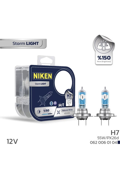 Niken H7 12V 55W Halojen Ampul Storm Light PX26d Gün Işığı