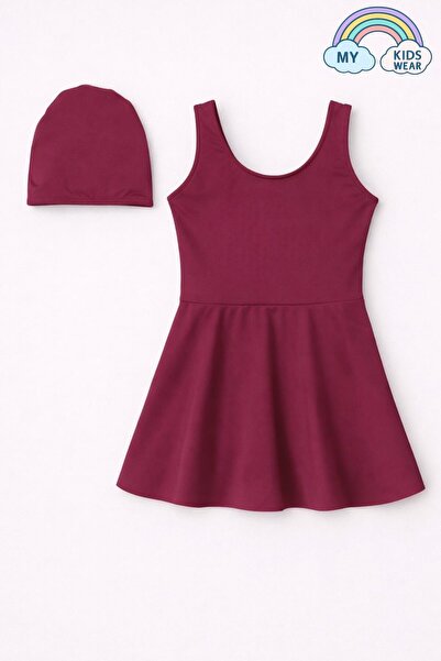 My Kids Wear Σετ μαγιό για κορίτσια με καπέλο και φούστα (μαγιό με ενσωματωμέ...