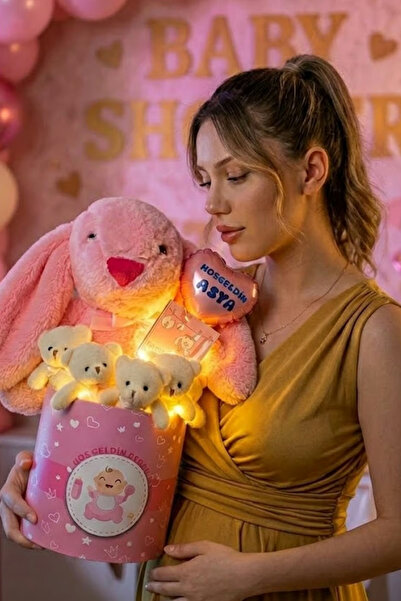 Solemia Kişiye Özel Balonlu Peluş Tavşanlı Led Işıklı 5'li Ayıcık Buketi – Ba...