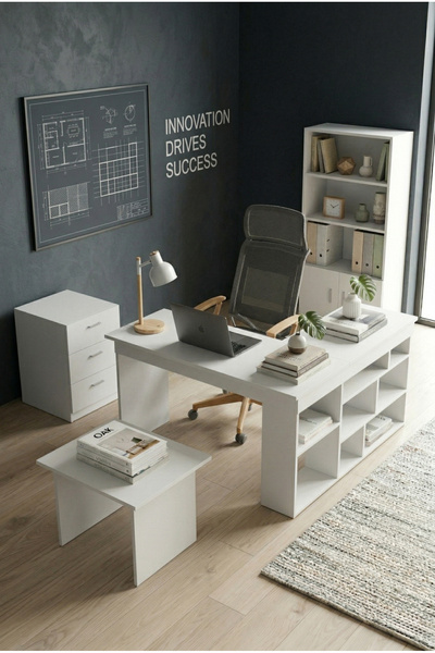 Robin Home Boston L Ofis Çalışma Masası Ofis Büro Takımı Masa Sehpa Keson Kit...